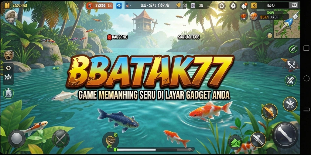 Tampilan gameplay seru saat memancing ikan besar di BATIK77.