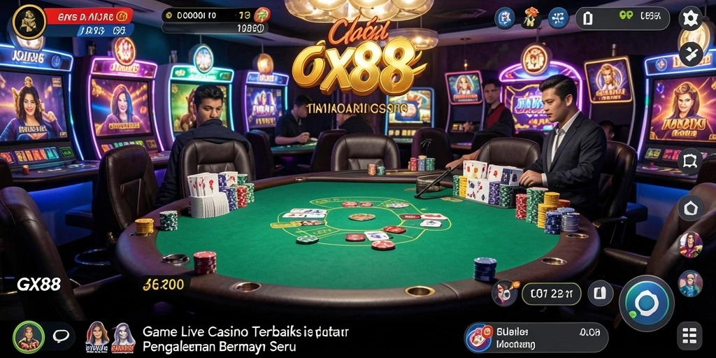 Tampilan gameplay GX88 yang menakjubkan dalam suasana Live Casino.