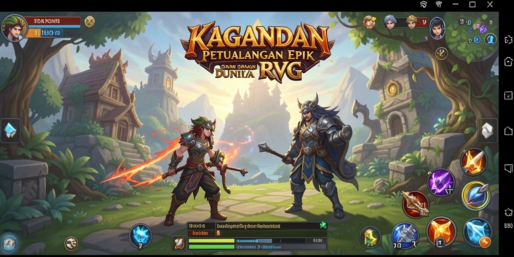 Screenshot KAGANDAN menampilkan pertempuran seru dalam permainan RPG.