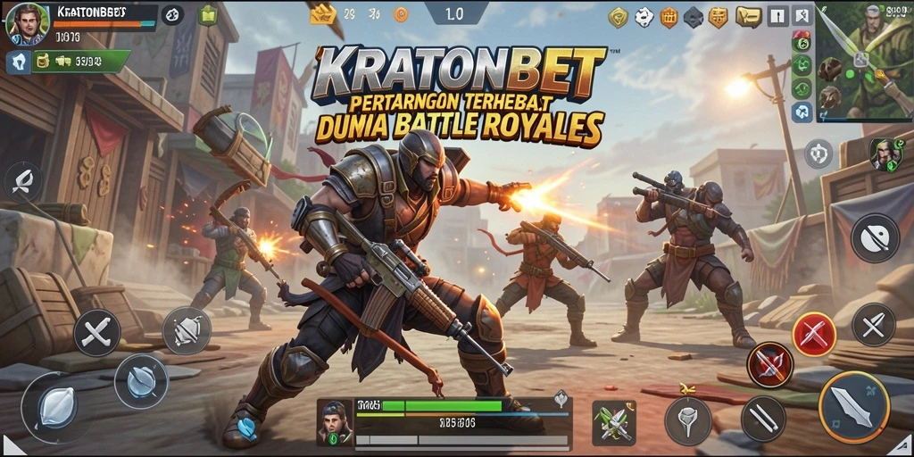 Screenshot gameplay KRATONBET menampilkan aksi pertempuran mendebarkan dalam Battle Royale.