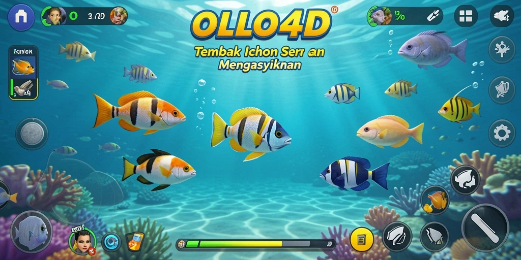 Tampilan aksi seru dalam OLLO4D saat menembak ikan.