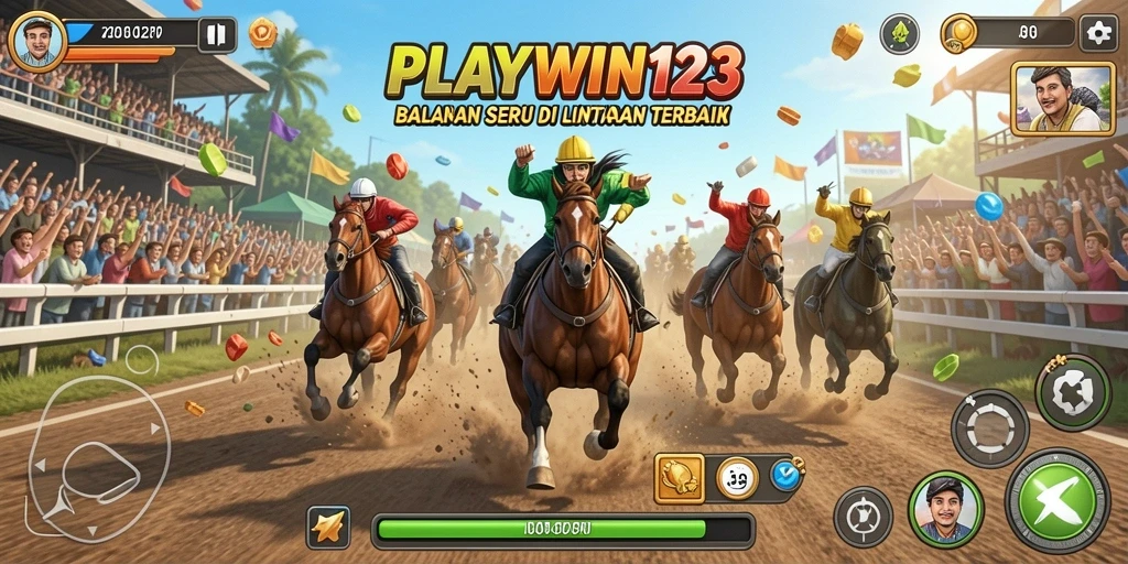 Tampilan gameplay PLAYWIN123 dengan aksi balapan yang mendebarkan.