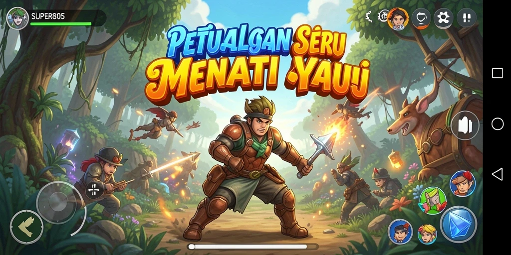 Tampilan gameplay SUPER805 yang penuh aksi dan petualangan seru.
