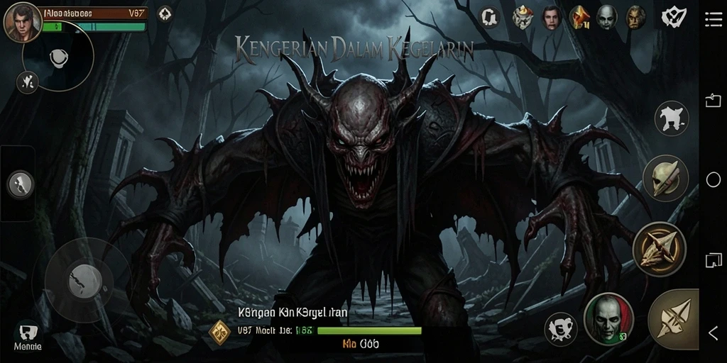 Tampilan gameplay horor yang menegangkan dan menyeramkan.